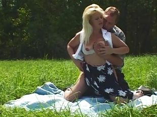 MILF Blonde Picked-Up And Fucked In Open Field