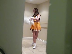 Lewd cheerleader Holly Michaels gets her twat slammed in POV clip