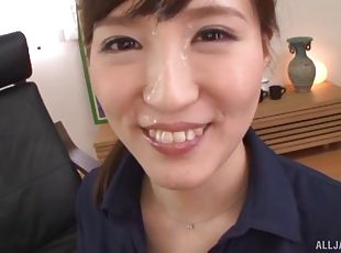 Brown-haired cutie Misaki is ready to receive a facial cumshot