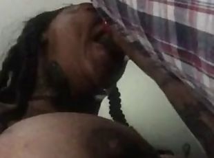 Ebony thot with dsl records herself sucking cock