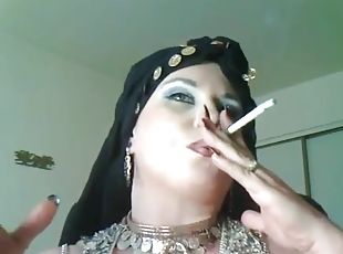 Smoking mature lady