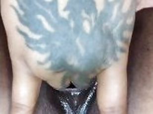 Ebony femboy solo masturbation