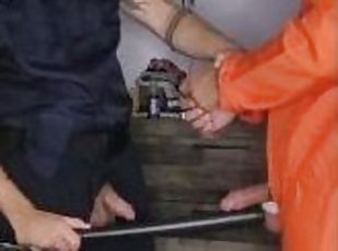 Pig Cop Dominates Handcuffed Inmate with CBT and Baton