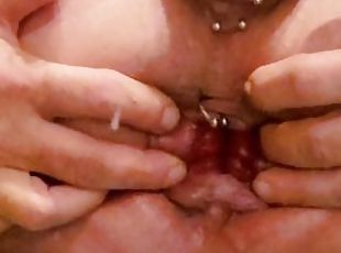 Spreading Pierced Pussy  Rosebud Anal