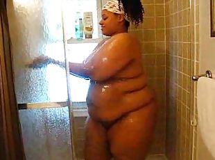 Black BBW wet and sexy in the shower