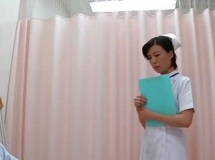 Randy Asian nurse gets fucked in bathroom after blowjob