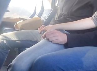 PUBLIC HANDJOB on the Bus with final CUM