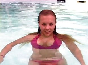 Dawson Miller goes for a swim and flashes her sexy tits