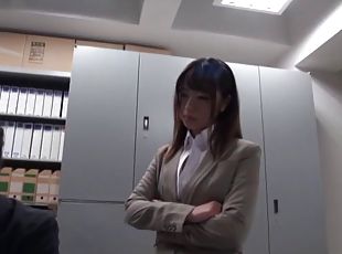 Gorgeous office lady Ayu Sakurai shows off pussy rubbing and rides cock