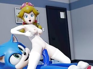 Sonic fuck Peach and cum in her mouth