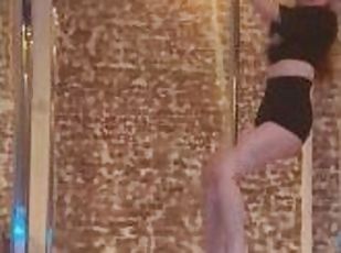 Redhead teen pole dancing