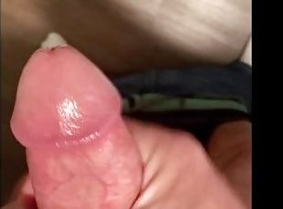 Quick Cumshot I snuck in bathroom nice huge 5 day load