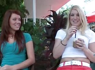 Two teenage big ass girls talked into hot sex