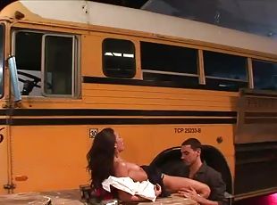 Horny Bus Driver Pounds A Student's Shaved Pussy