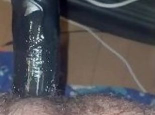 Black dildo fucks my hairy ass hole