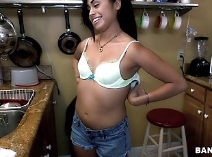 Small boobs maid Eva Saldana enjoys working naked. Amateur video