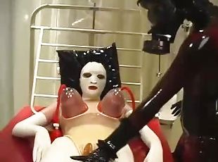 store-patter, lesbisk, slave, fetish, latex, elskerinde, femidom, maske, gummi