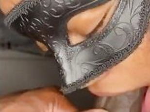 POV Thick Ebony Deepthroating BBC HUGE Cumshot