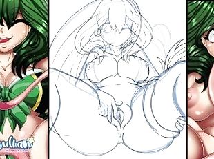 Tsuyu Boku No Hero Academia Speedpaint grandes tetas y culo Futanari Por HotaruChanART