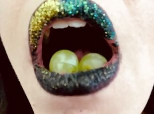 ASMR Sensually Eating Green Grapes Sexy Mouth Close Up Fetish by Pretty MILF Jemma Luv