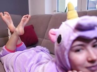 Cosplay BIG teen feet teasing POV (POV foot worship, young feet, unicorn feet, BIG feet, sexy soles)