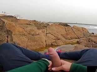 Public Beach Wank thick cum shot by the ocean part 2