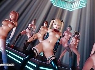 [MMD] PSY - GENTLEMAN DOA Naked Dance Marie Rose Honoka Misaki Mai Shiranui Tamaki Katsumi Nyotengu