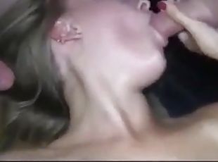 Wife fucks bare in a club and enjoys al the guys cumming in her