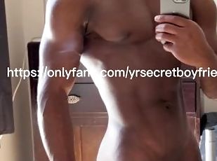 Darkskin guy with a nice body jerks off his BBC (no sound)  - watch me cum in 4k on my Onlyfans
