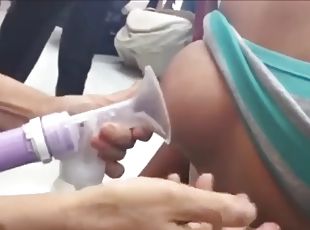 Latina learns to pump her breasts to get milk lactation