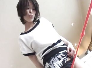Natural boobs Japanese girl drops her panties to be pleasured