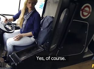 Blonde buss driver Brittany gets slammed by a horny passenger