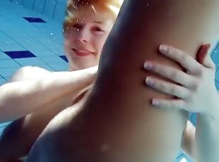 Big tits Zuzana and Lucie are horny in the pool