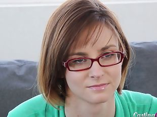 Inexperienced girl in glasses gets fucked hardcore