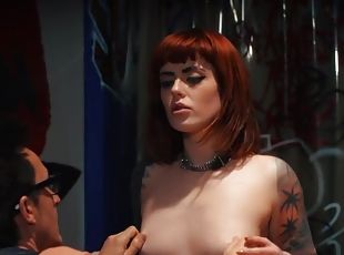 German tattoed redhead fucked after strip poker