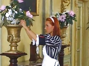 Hardcore rear banging clip with skinny redhead maid Kathy Divan