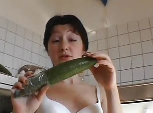 Amateur German girlfriend toys and sucks with cum in mouth