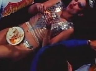 Stunning Retro Star Angela Covello Eating In a Bonerific Silver Bikini