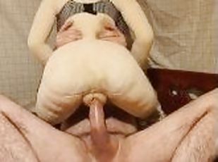 Guy fucking his sex doll hard until he shoots cum all over her!