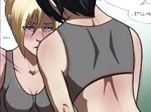 lesbiana, sarutand, animatie, hentai