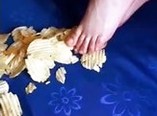 Findom Feet walk over Crunchy Fries (For sale)