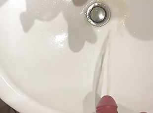 Big dick German boy piss in family parents bathroom sink