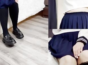 cum on her Japanese school uniform