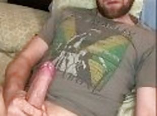 Stroking my beautiful big hard cock till I cum all over my shirt with moaning