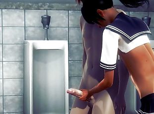 Yaoi Femboy - Simon Handjob in a toilet