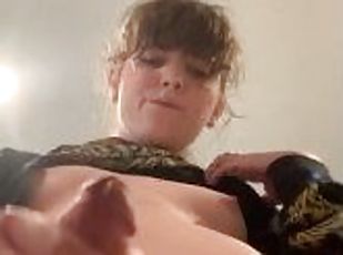 Trap tgirl jerks off POV