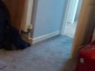 Risky masturbation with bedroom door open almost caught