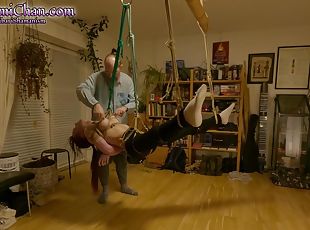 Topless Face Up Shibari Suspension With Vibrator, Real Couple Testing New Ropes