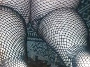 Footjob fishnet fetish