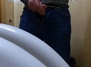 Close up jerk in a toilet